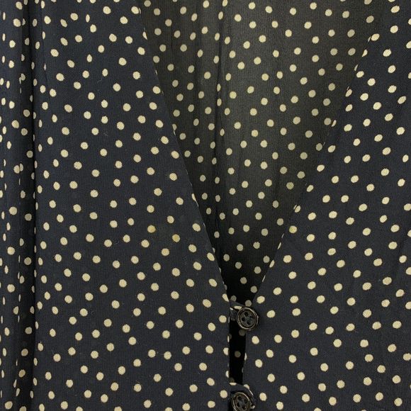 Sandro 2 Long Sleeve V Neck Mini Dress Pockets Polka Dot Medium Roll Sleeve - Picture 13 of 16